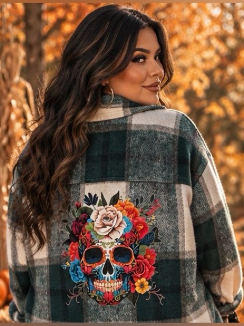 🇲🇽One of a kind ❤️💚Sugar Skull and Floral, hand stencilled, one of a kind piece